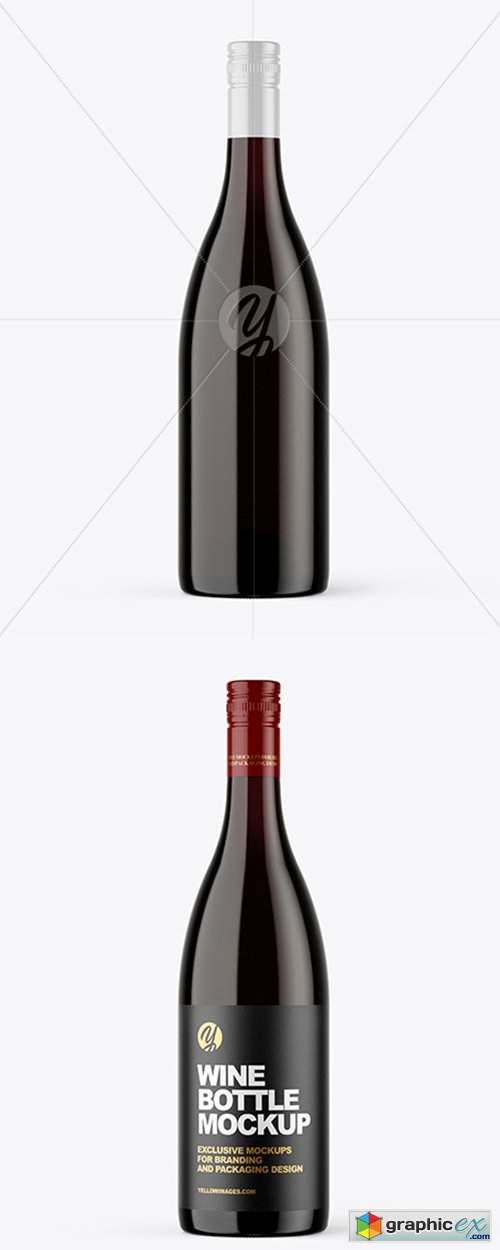 Clear Glass Red Wine Bottle Mockup 43426