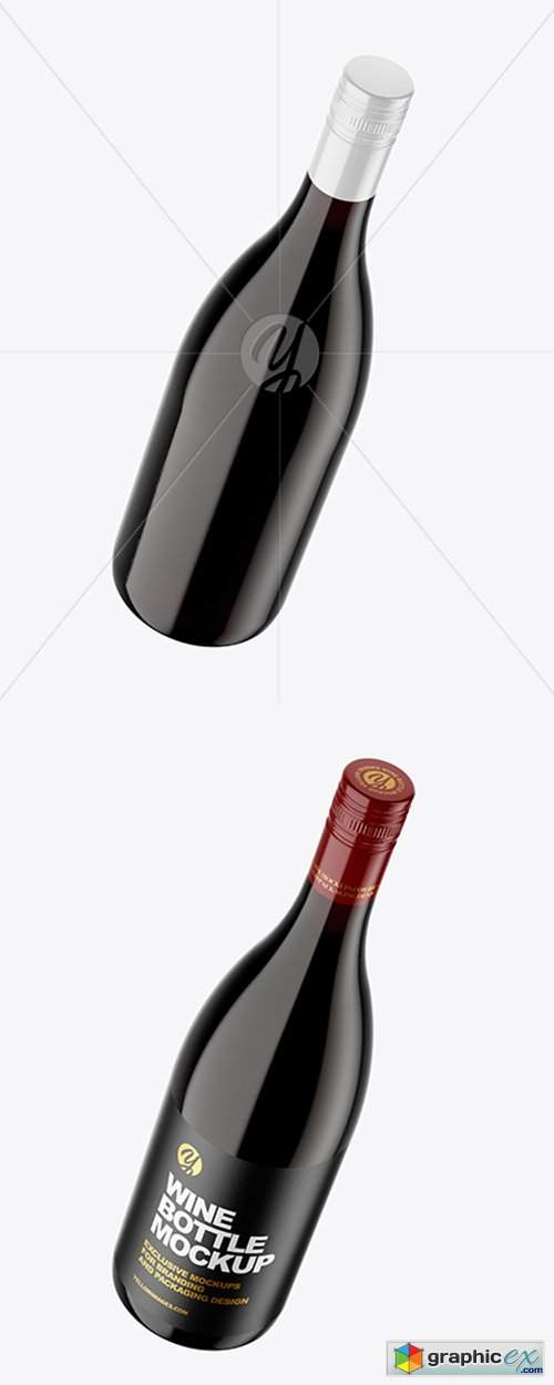 Clear Glass Red Wine Bottle Mockup 43442
