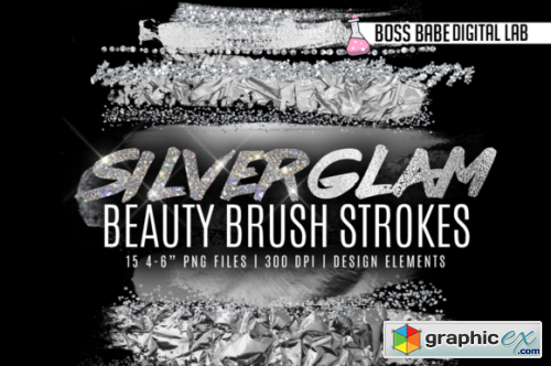 Silver Glam Beauty Brush Strokes