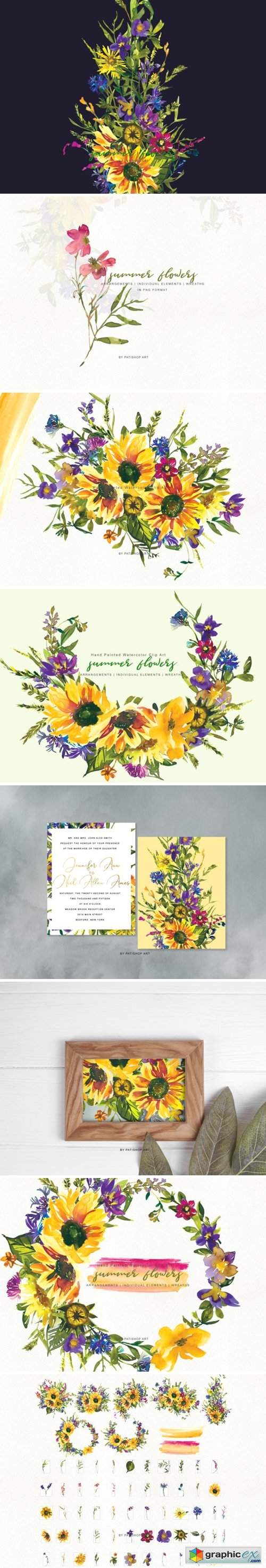 Watercolor Sunflower Wildflower Clipart
