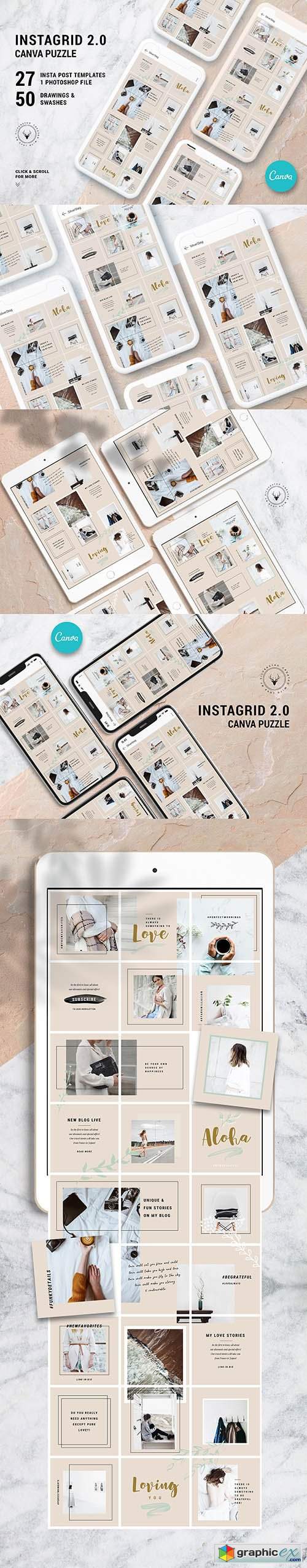 InstaGrid 2.0 Canva Puzzle Template