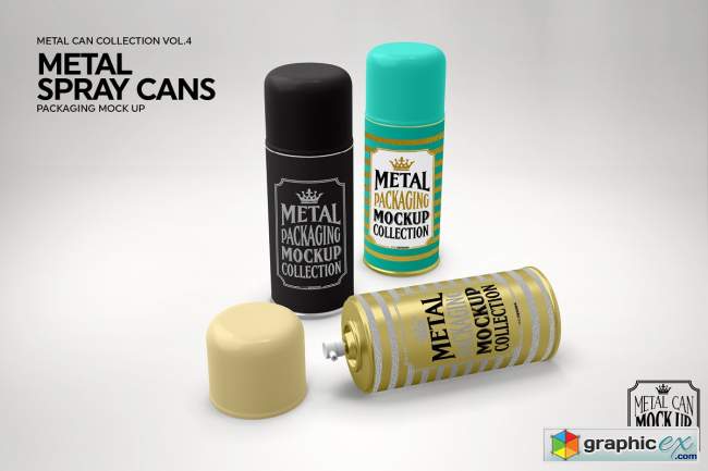 Metal Spray Cans Packaging Mockup