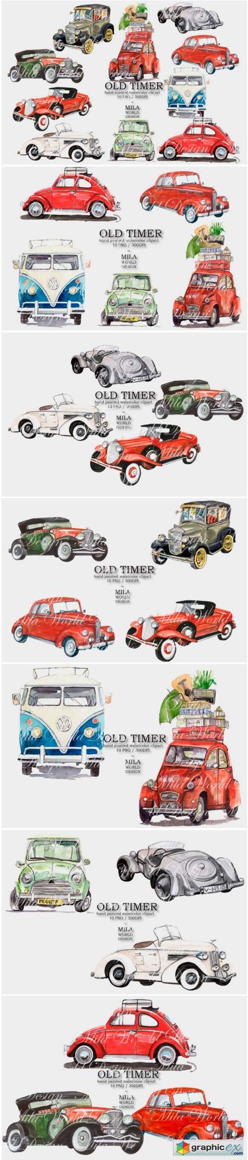 Old Timer Watercolor Clip Art