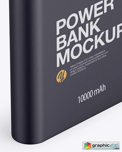 Matte Power Bank Mockup - Halfside View