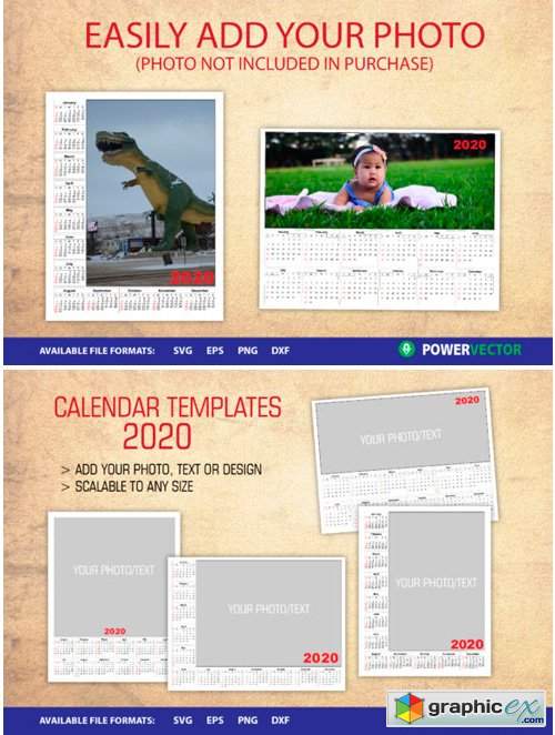 Photo Calendar Year 2020 Templates