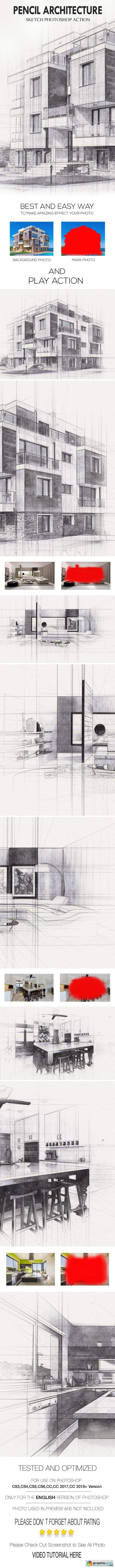 Pencil Architecture Sketch Photoshop Action