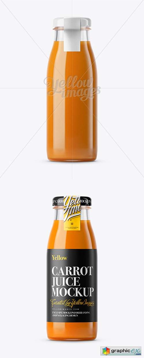 Carrot Juice Glass Bottle with a Tag Mockup