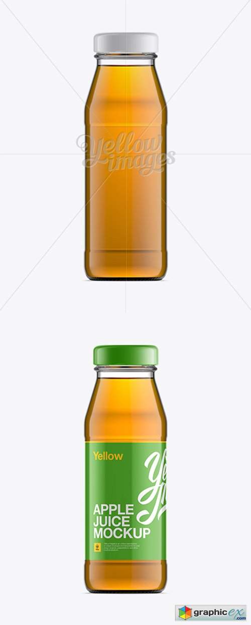 Clear Bottle W/ Apple Juice Mockup