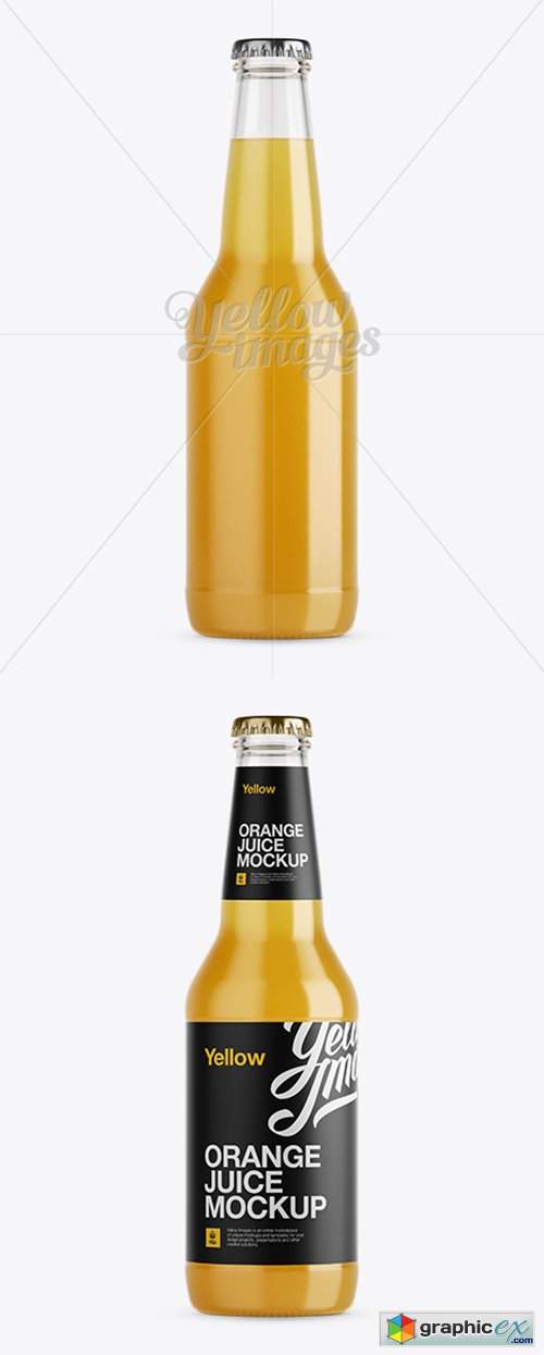 330ml Orange Juice Bottle Mockup