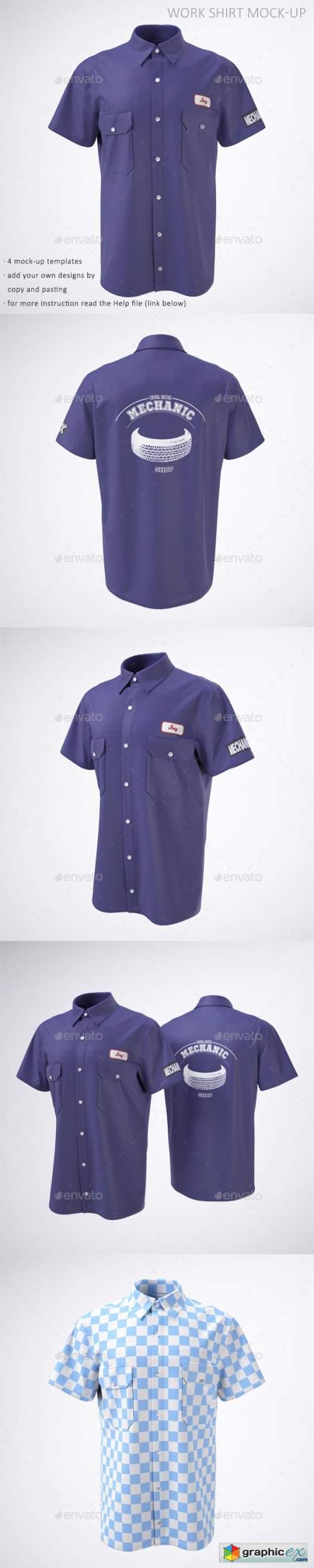 Work Shirt with Short Sleeves Mock-Up