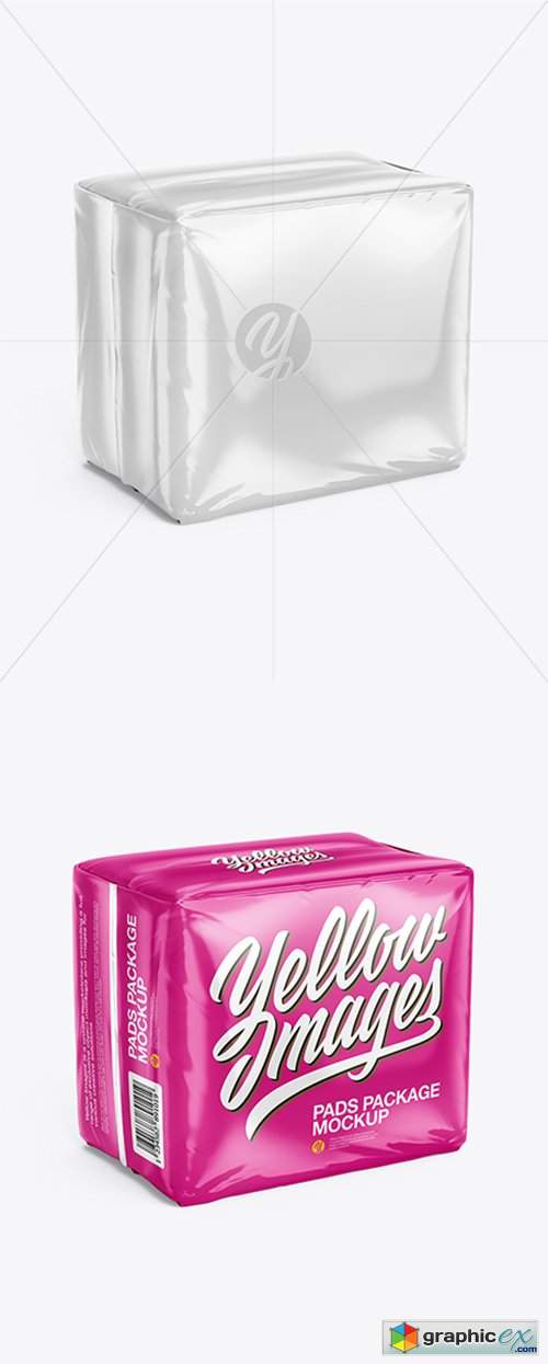 Glossy Pads Package Mockup - Half Side View