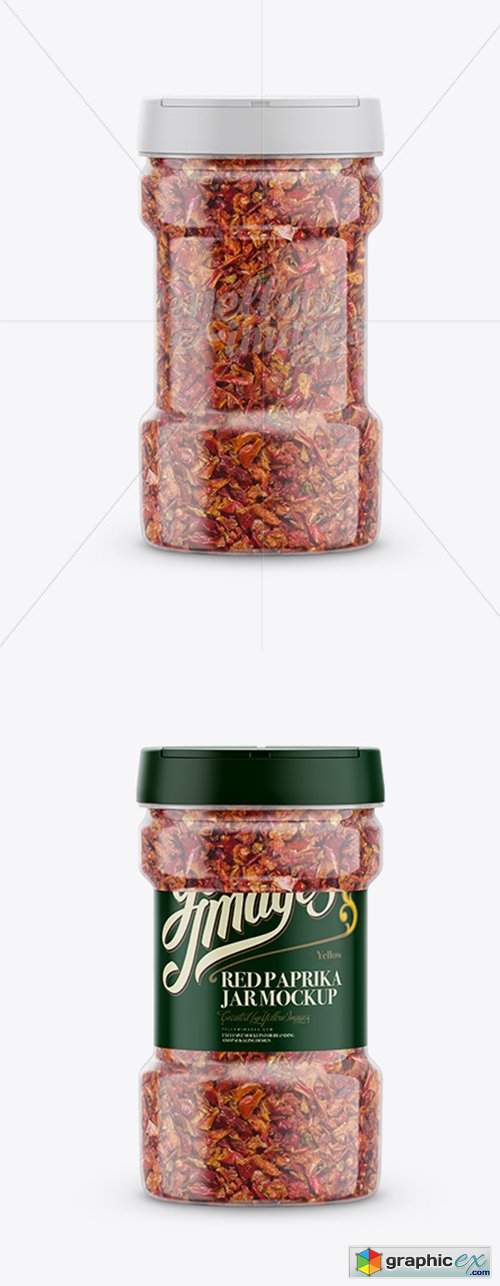 Round Plastic Spice Jar with Red Paprika Mockup - Front View