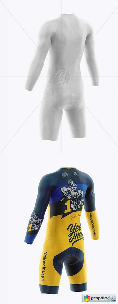Cycling Speed Suit Mockup - Back Half Side View