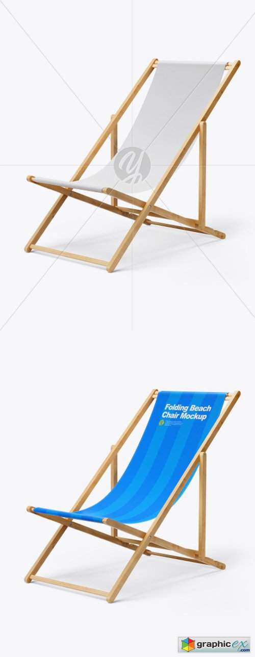Folding Beach Chair Mockup - Half Side View