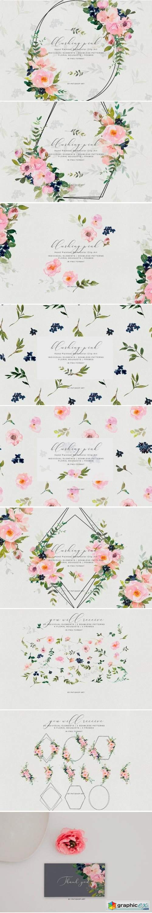 Romantic Blush Floral Clipart Collection