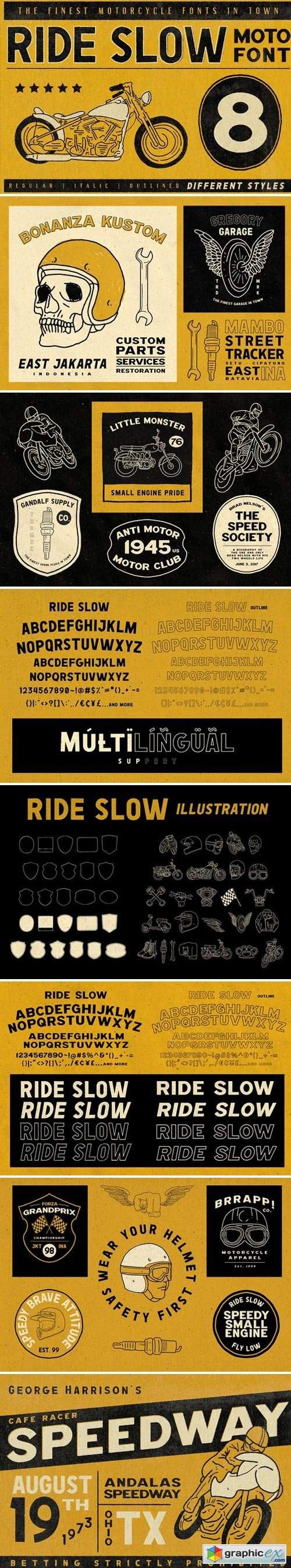 Ride Slow - Motorcycle Font Bundle 
