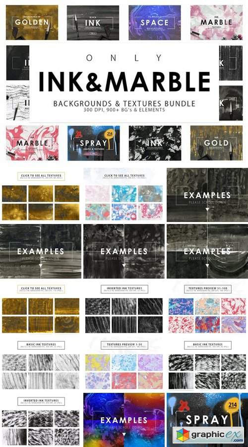 Only Ink & Marble Backgrounds Bundle 2352589
