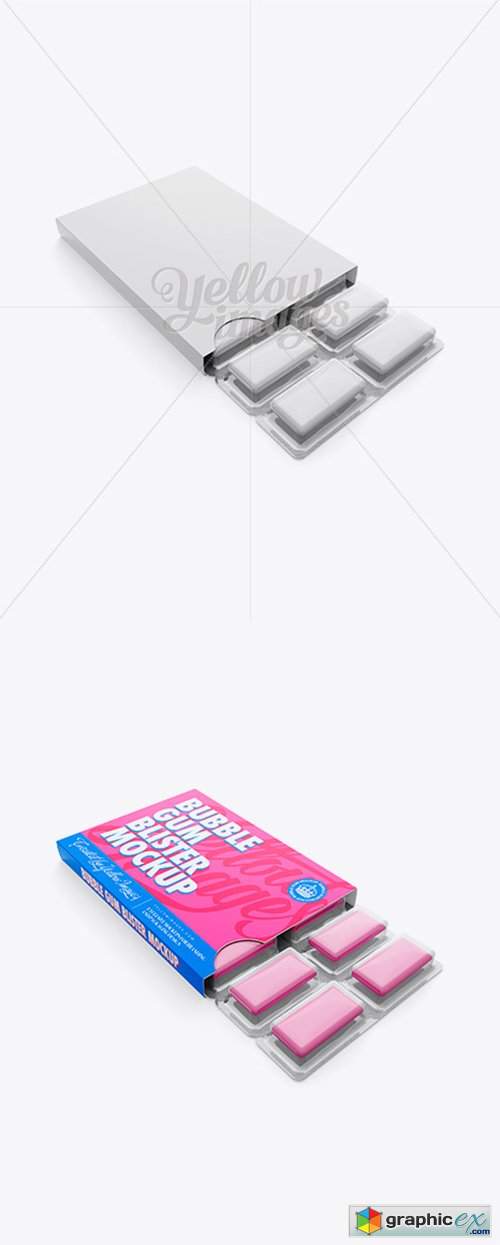 Chewing Gum in Blister Package Mockup - Top (Half-side View)