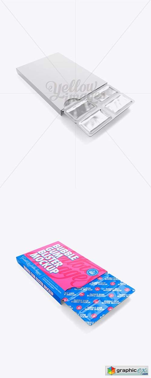 Chewing Gum in Blister Package Mockup - Bottom (Half-side View)