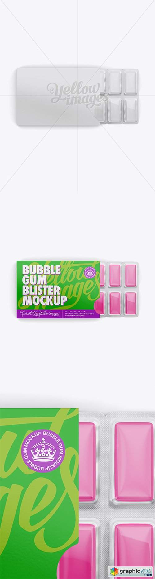 Chewing Gum in Blister Package Mockup - Top