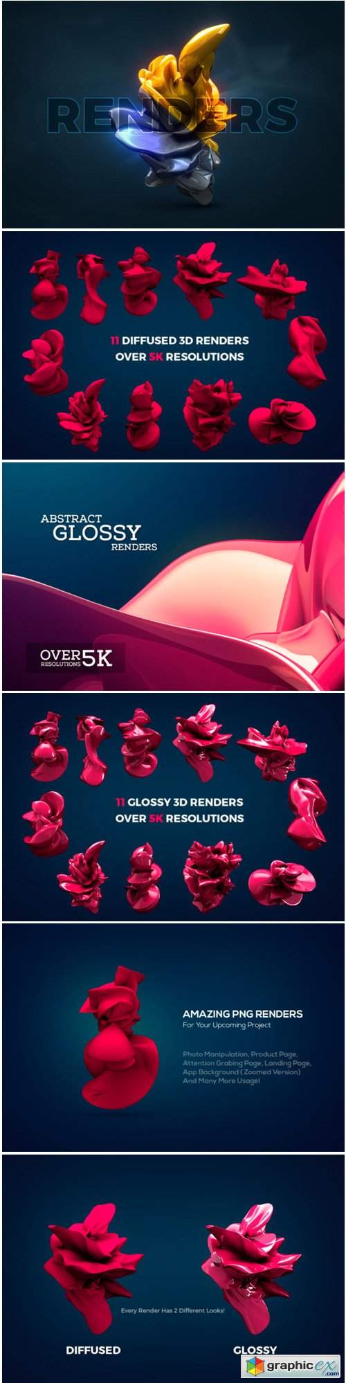 Abstract Glossy 3D Renders