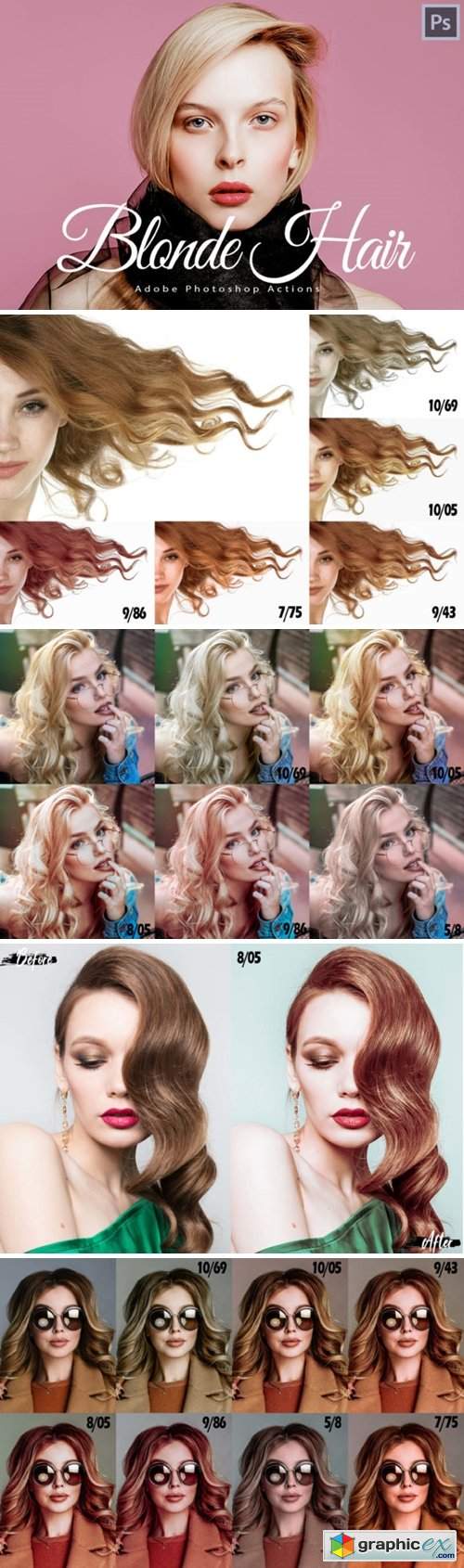 14 Blonde Hair Photoshop Actions