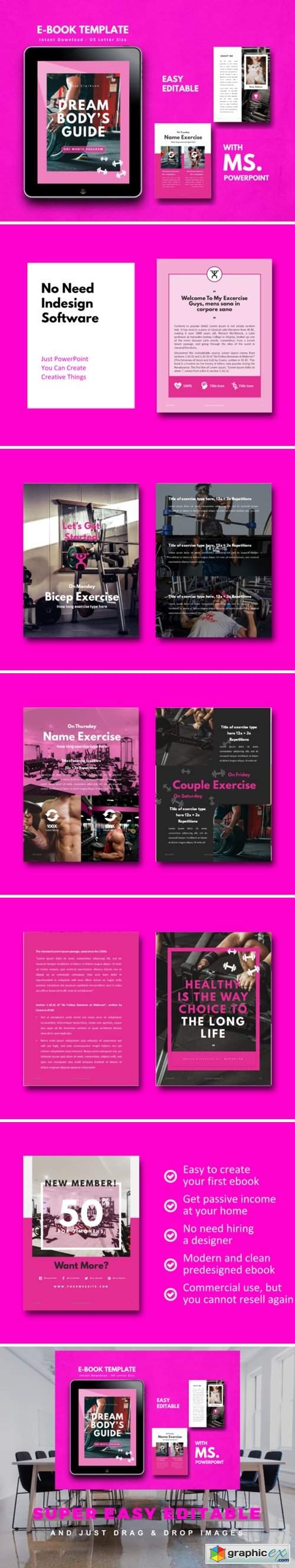Fitness Girl EBook Template PowerPoint