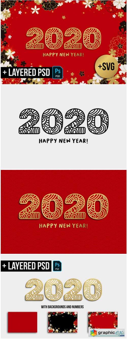 2020 New Year Numbers Illustrations