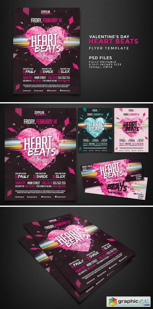 Heart Beats Party Flyer Template