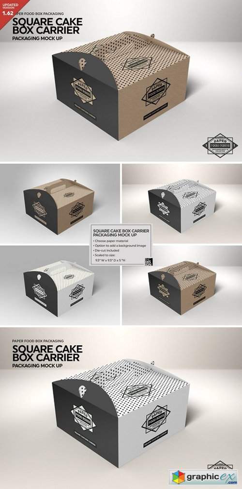 Square Cake Carrier Packaging Mockup