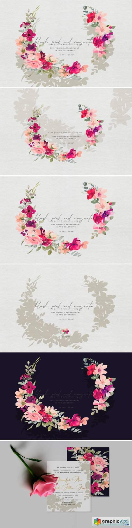 Hand Painted Watercolor Floral Wreath