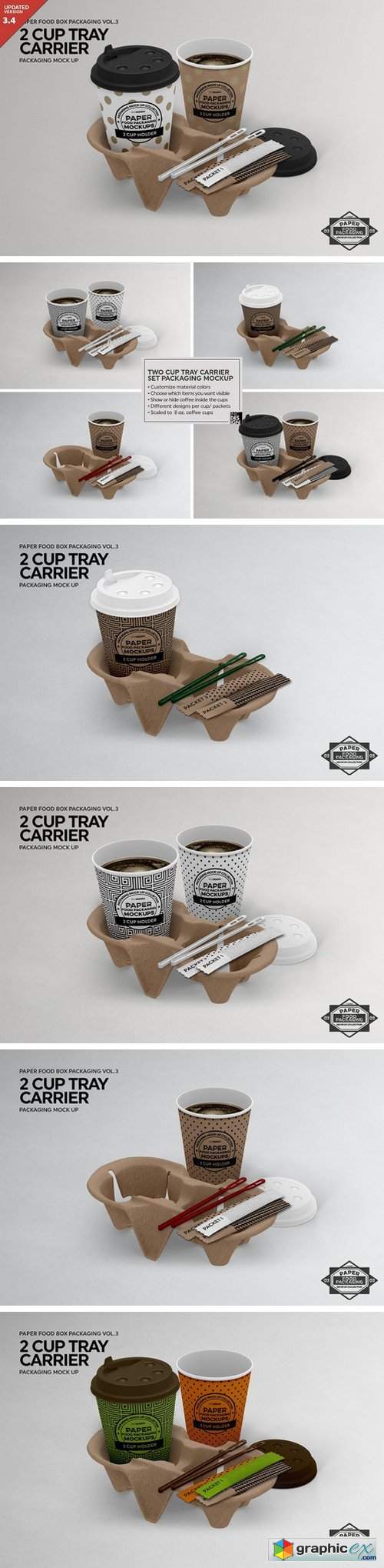 Coffee Set Carrier Packaging Mockup
