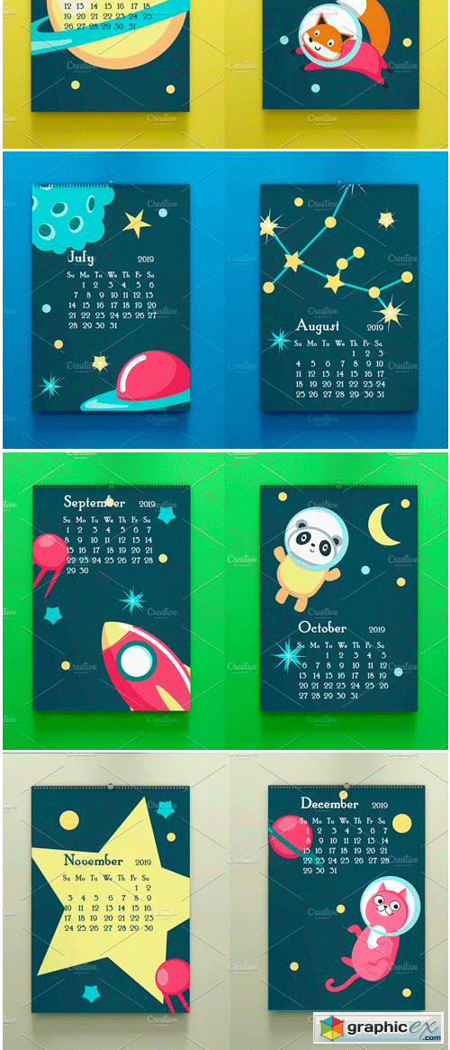 Space Calendar Animal Austronauts