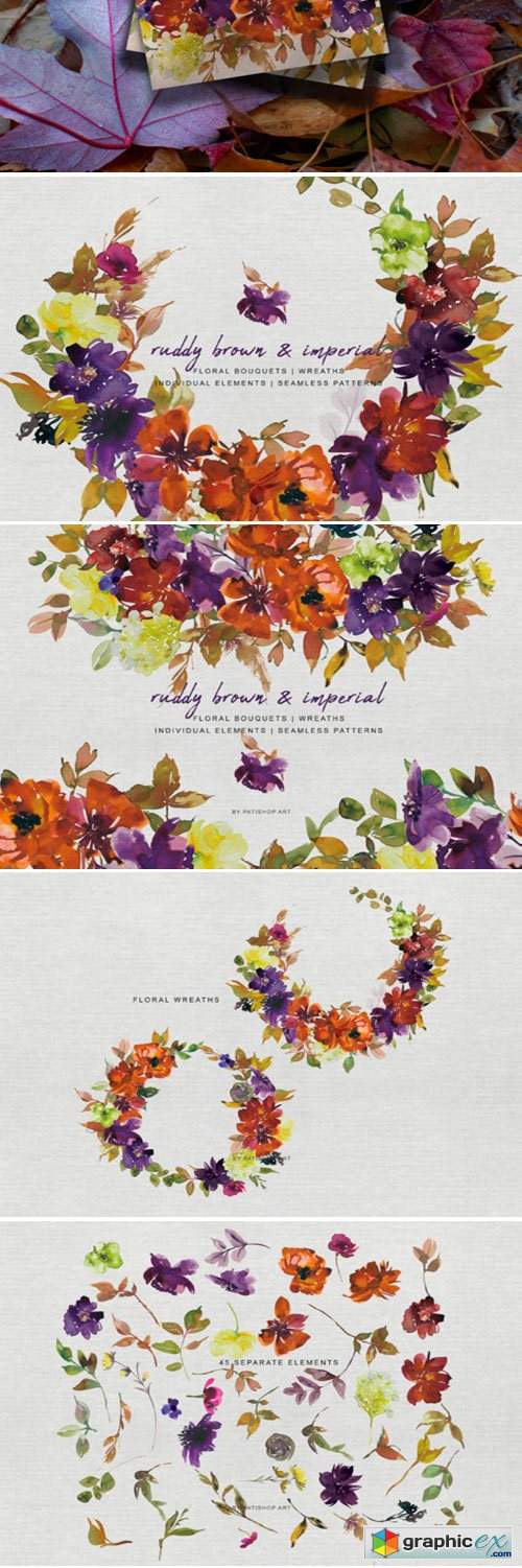 Autumn Floral Bouquet Clipart Set