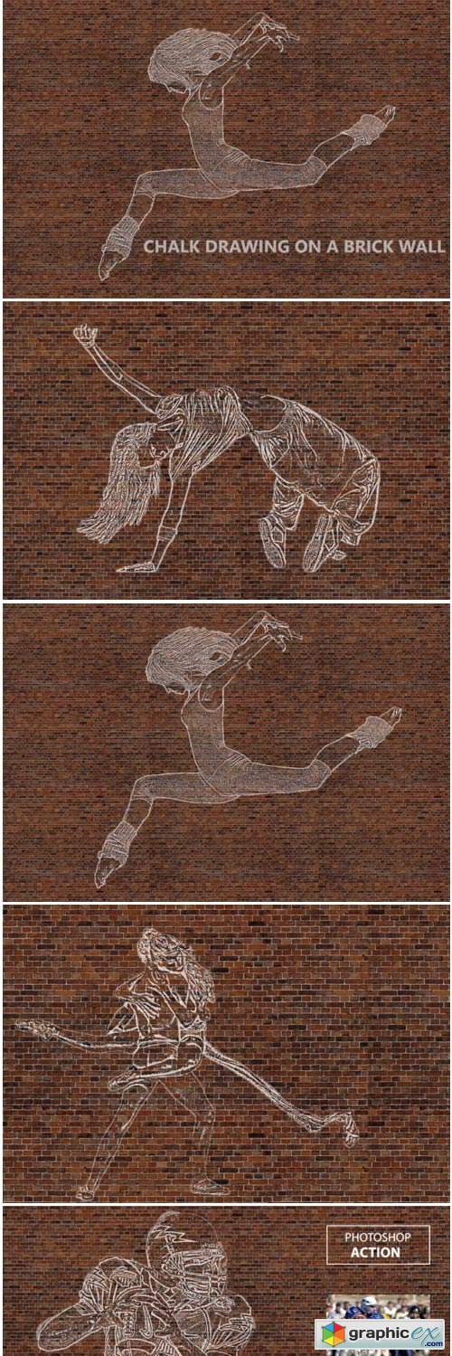 Chalk Drawing on Brick Wall - Ps Action