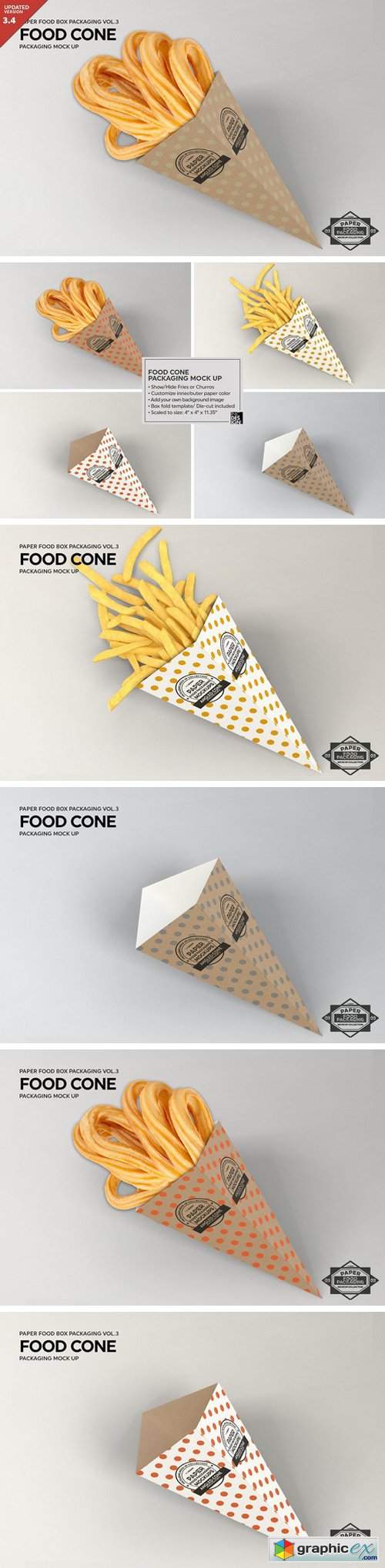 Paper Food Cone Packaging Mockup