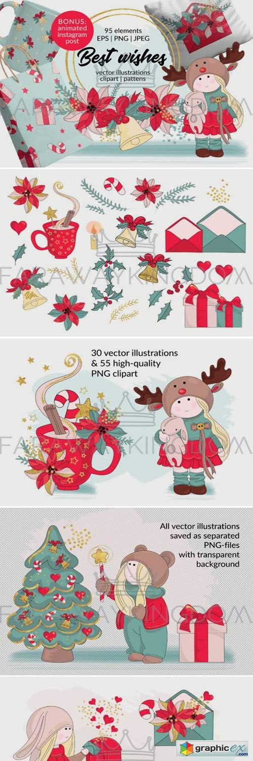 BEST WISHES Vector Pattern Animation Set