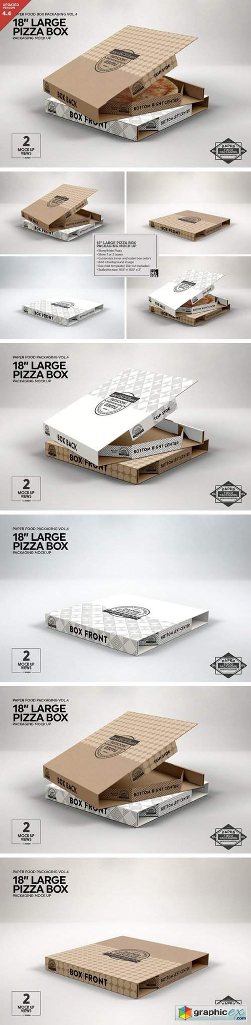 Large 18 Pizza Box Packaging Mockup