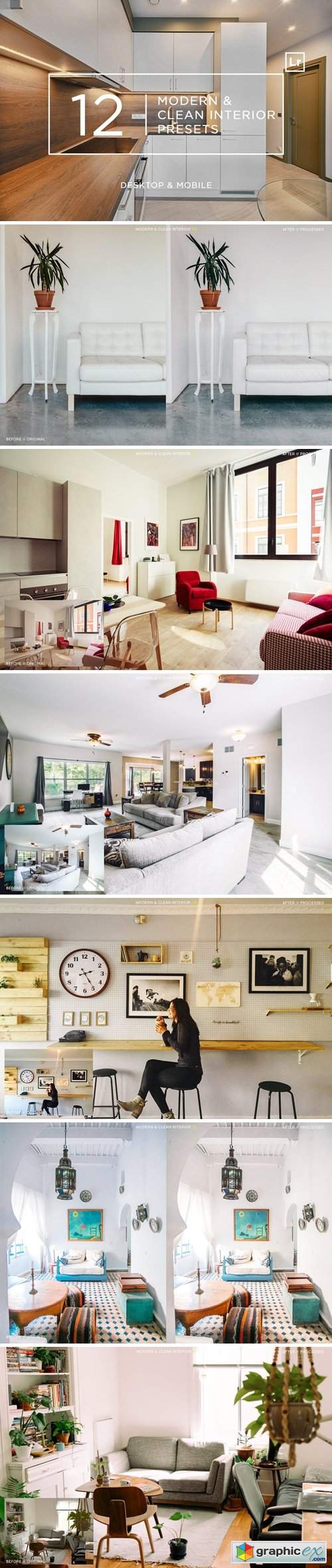 12 Modern & Clean Interior Presets + Mobile