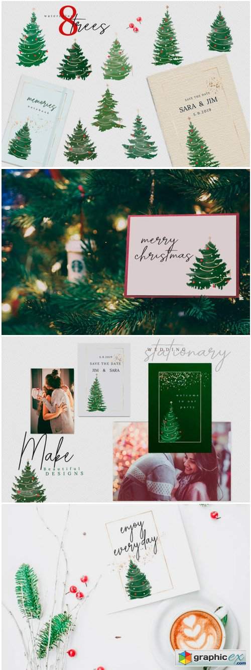 Christmas Watercolor Tree Cards