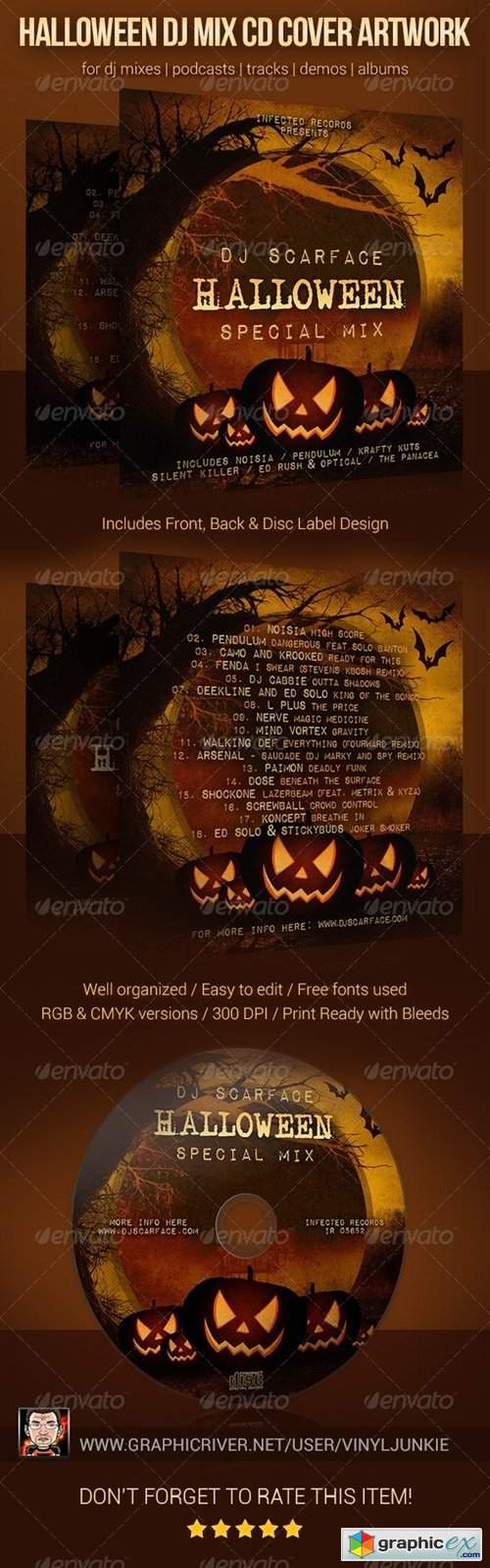 Halloween DJ Mix CD Cover Artwork Template