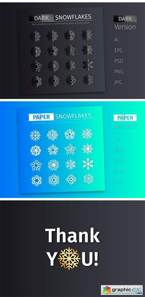 Golden and Silver Snowflake Icons