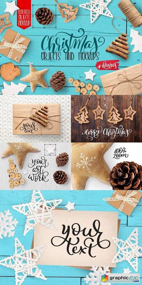 Christmas isolated objects, mock ups
