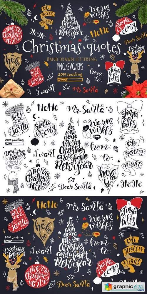 Merry Christmas quotes Lettering set