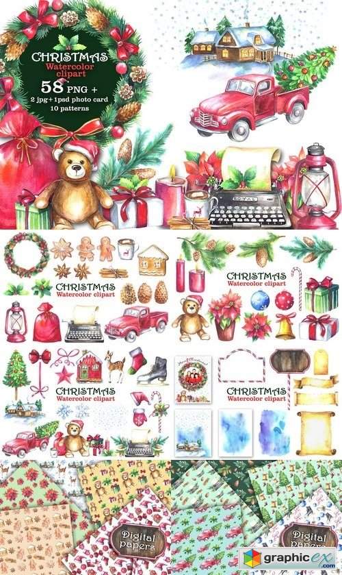 Watercolor Christmas Clipart 2016923
