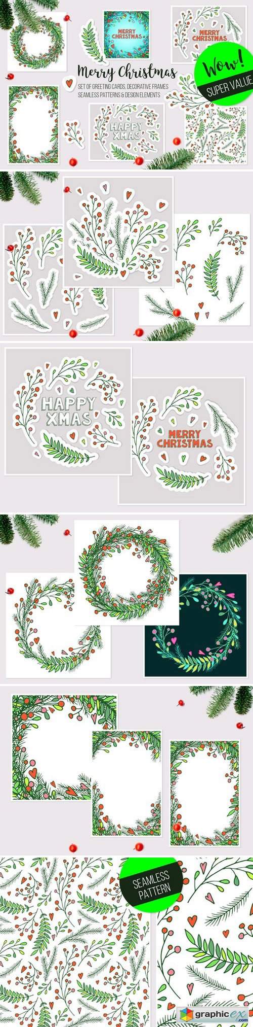 Christmas vector frames, elements