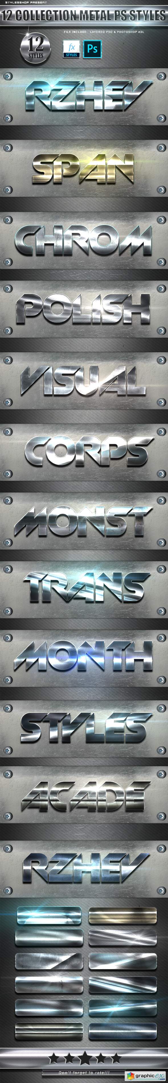 12 Collection Metal Photoshop Text Styles Vol 3