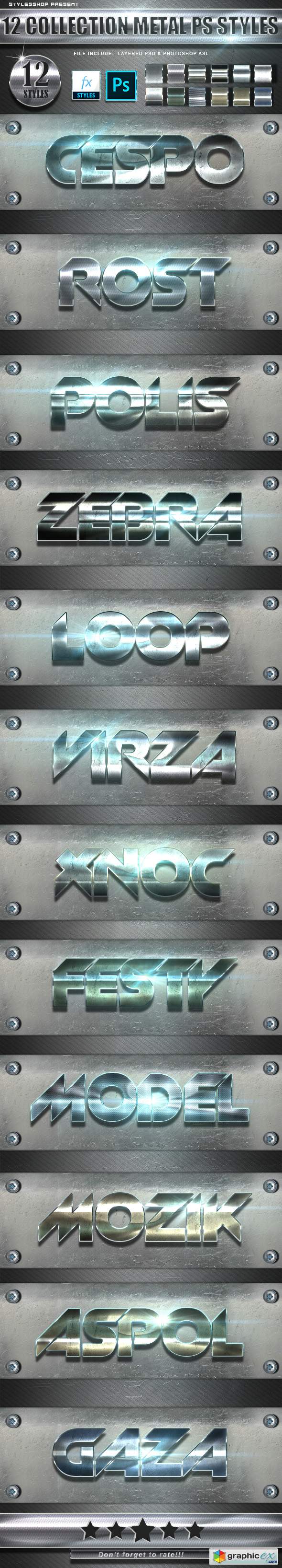 12 Collection Metal Photoshop Text Styles
