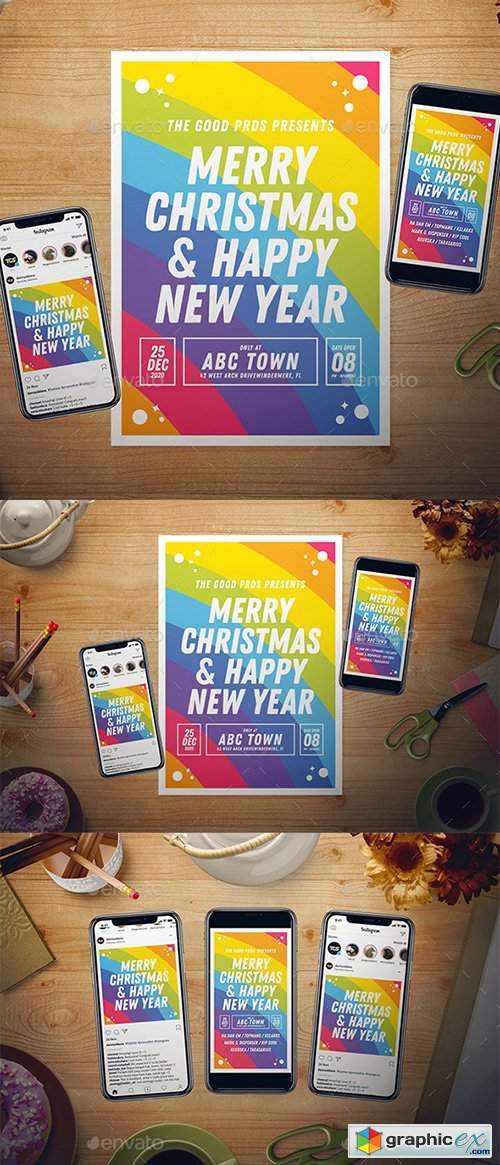 Rainbow New Year Flyer Set