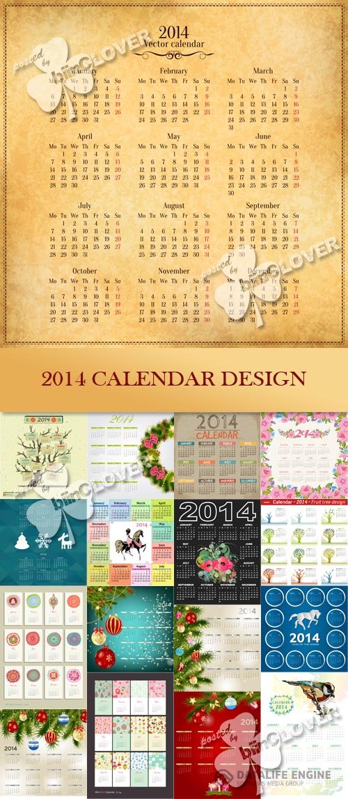 Vector 2014 calendar design